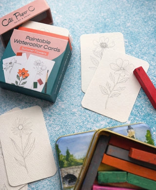 Paintable Watercolor Card Deck - Summer Flowers
