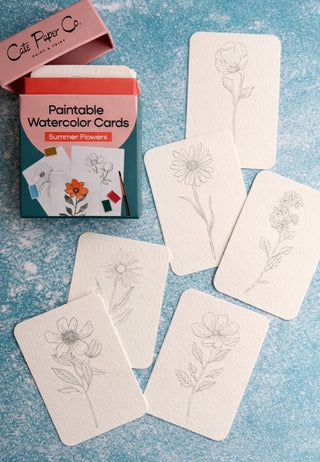 Paintable Watercolor Card Deck - Summer Flowers