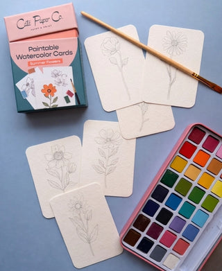 Paintable Watercolor Card Deck - Summer Flowers