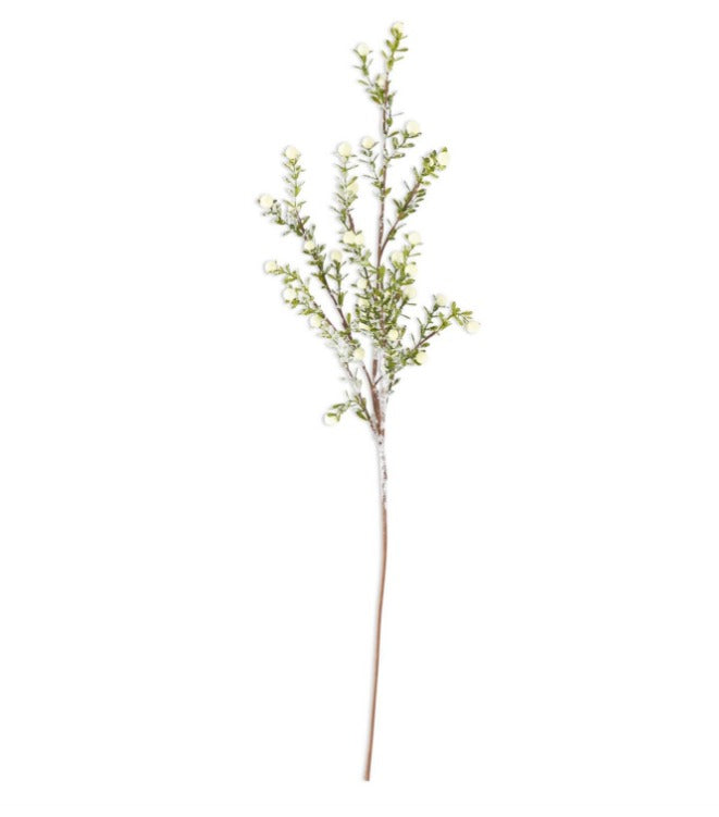 30" Glittered Snowy White Berry Stem