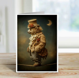 Moonlit Tightrope Bear - Note Card