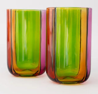 Set of 2 Colorblock Highball Glasses