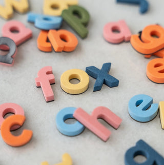 140pc Rainbow Lowercase Magnetic Letters