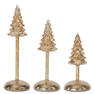 Gold Mercury Glass LED Christmas Tree Finials with Timer - Choose Size