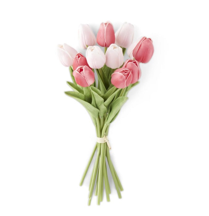 12 Piece Real Touch Tulip Bundle - Pink and Rose