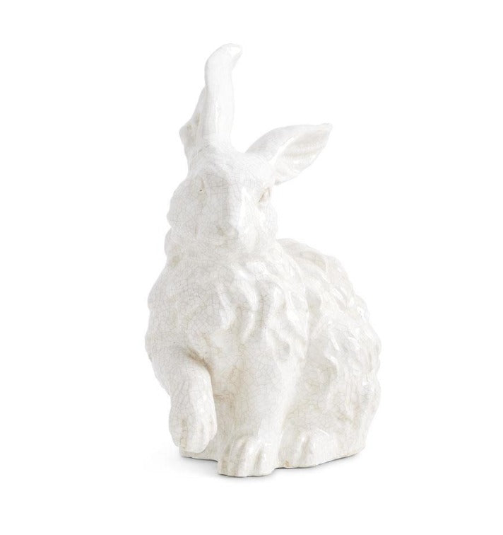 18" White Glazed Bunny