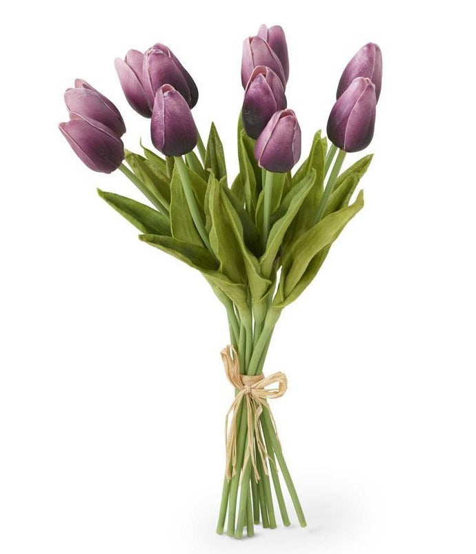 12 Piece Real Touch Tulip Bundle - Purple