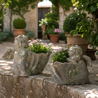 Set of 2 European Garden Style Angel Clay Flower Pots