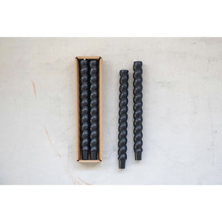 Set of 2 Unscented Black Twisted Taper Candles