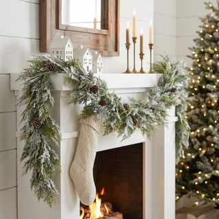 72" Glittered & Snowy Pine Garland