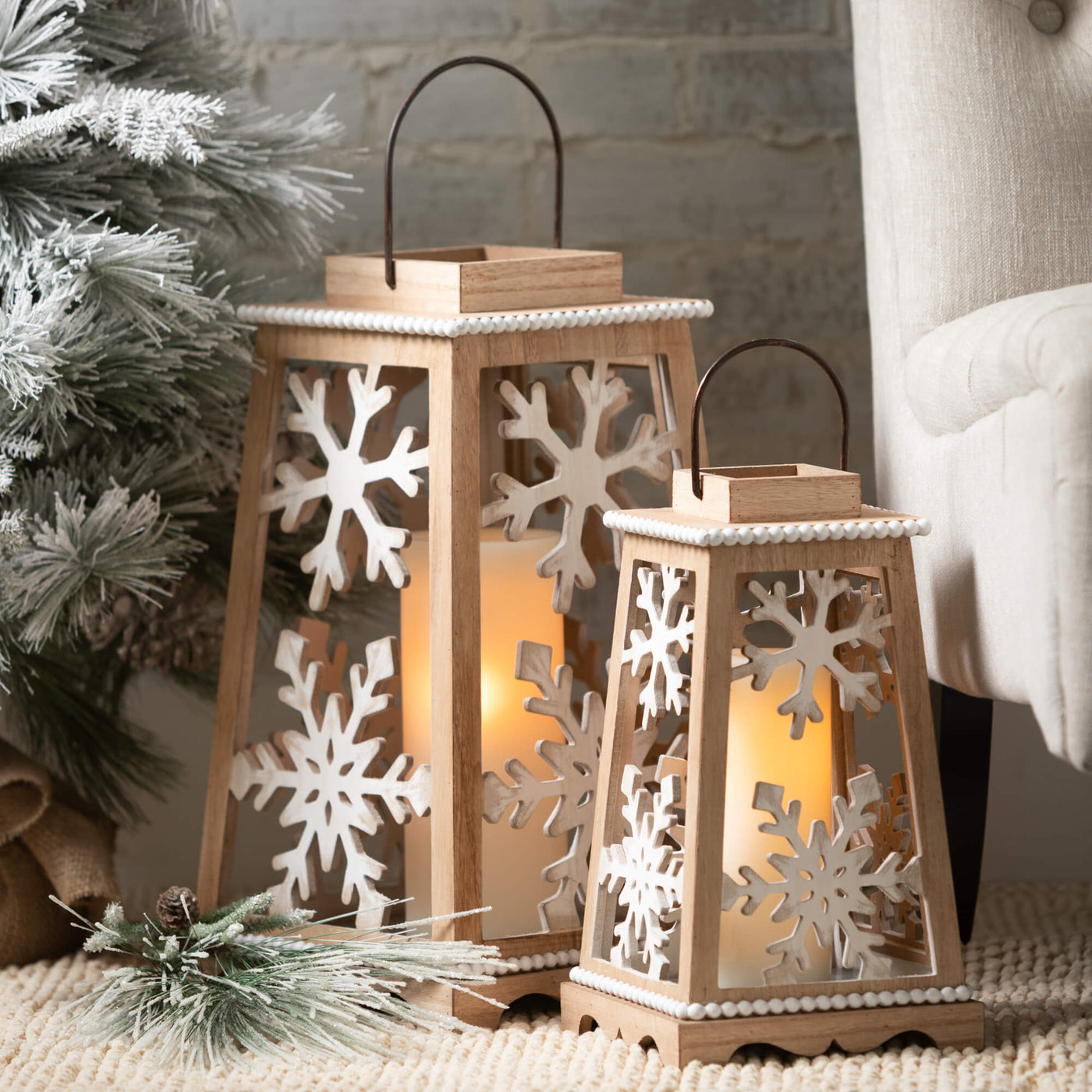 Beaded Snowflake Lantern - Choose Size