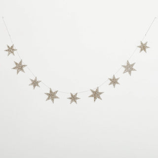 Silver Glittered Star Garland