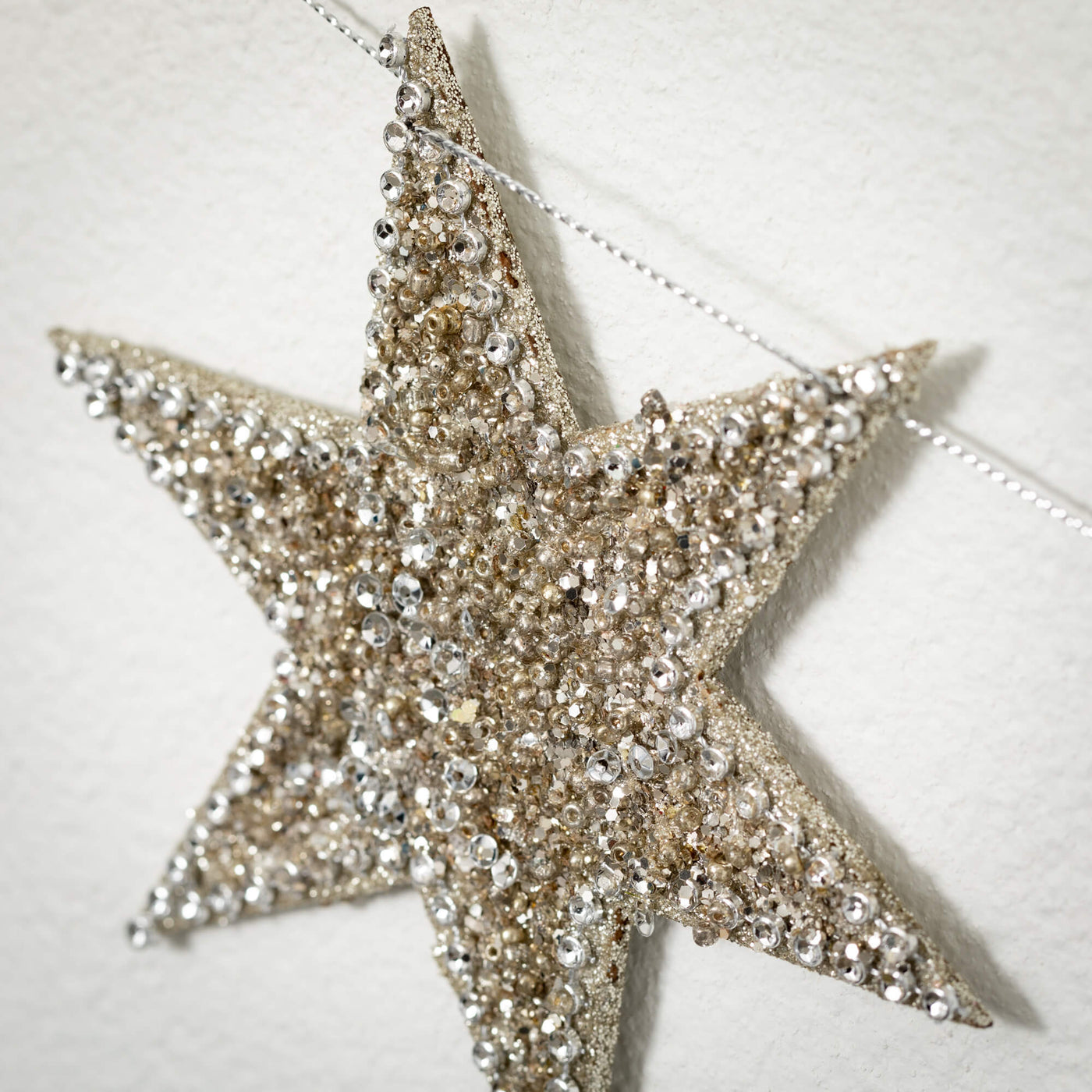 Silver Glittered Star Garland