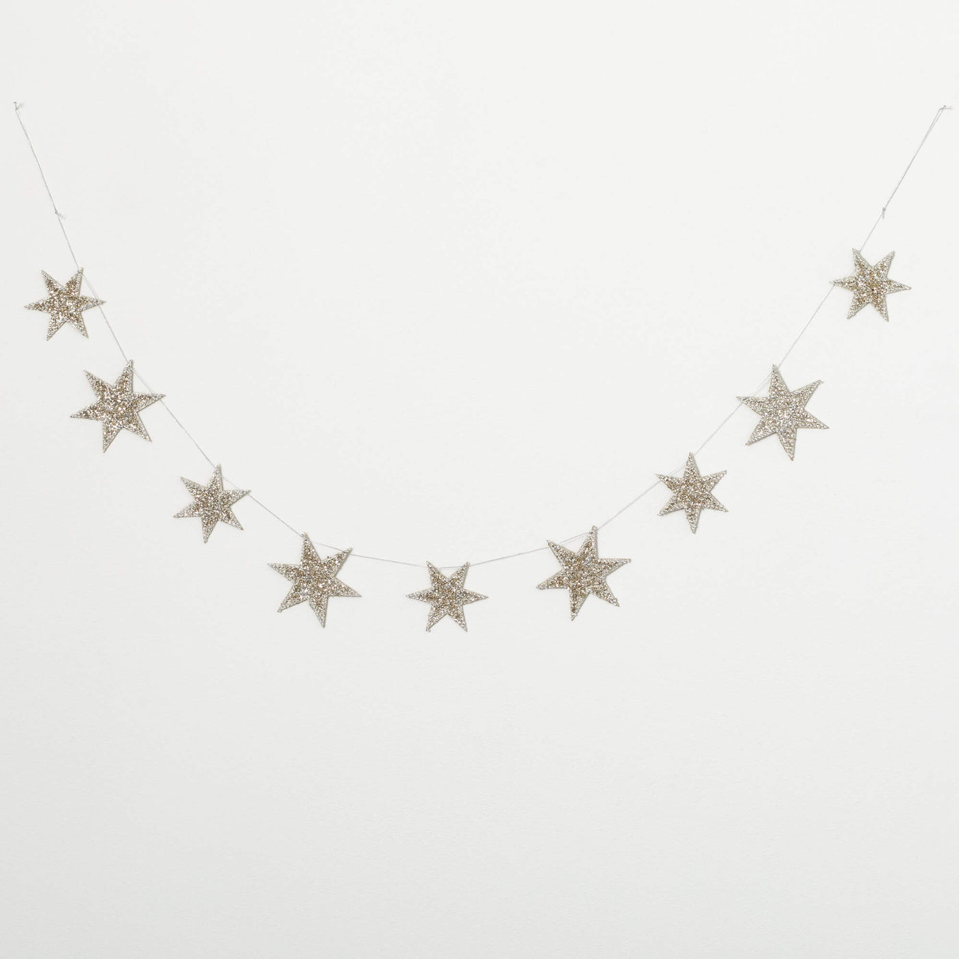 Silver Glittered Star Garland