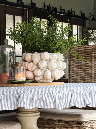 White Stoneware Planter with Fruits