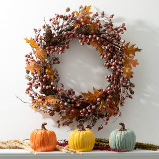 24" Autumn Berry and Leaf Wreath