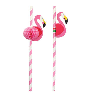 Flamingo Paper Straws - Set of 12