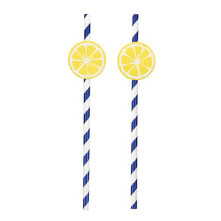 Lemon Paper Straws - Set of 12