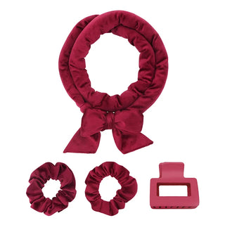 Velvet Heatless Hair Curling Set - Burgundy