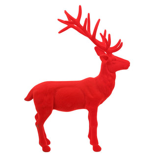30" Standing Red Flocked Deer