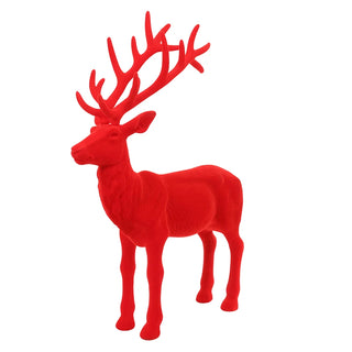 30" Standing Red Flocked Deer