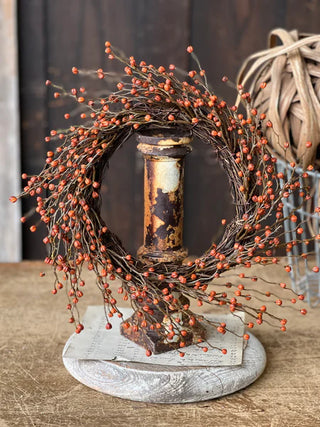 14" Heart Berries Candle Ring Wreath