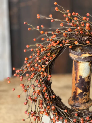 14" Heart Berries Candle Ring Wreath