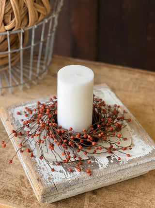 12" Heart Berries Candle Ring Wreath