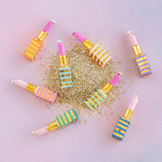 Glitterville Stripe Lipstick Glass Ornament - Choose Color