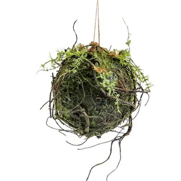 16" Hanging Orb with Moss and Branches