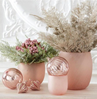 5.75" Pink Ribbed Mercury Glass Ornament