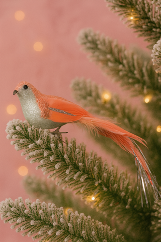Shimmering Pink Bird Clip Ornament