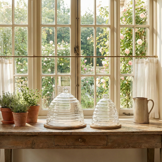 Beehive Cloche with Wood Base - Choose Size