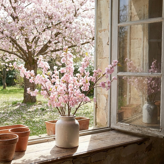 36" Pink Cherry Blossom Spray