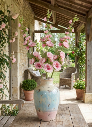 43" Pink Hollyhock Stem