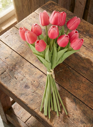 12 Piece Real Touch Tulips Bundle - Rose