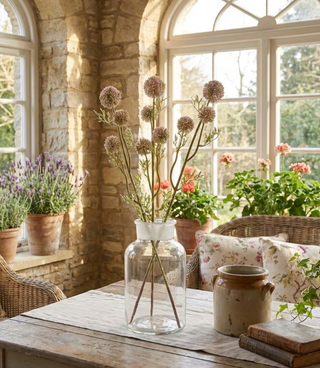 25" Pink Mini Allium Stem