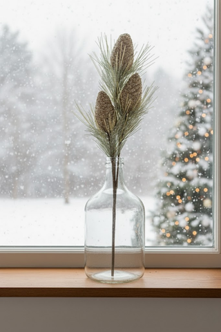 33" Gold Glitter Pinecones Spray