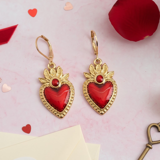 Red Heart Enamel Earrings