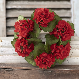 14.5" Red Geranium Candle Ring with 4" Inner