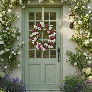 22" Fuchsia Pink & White Real Touch Mini Tulip Wreath