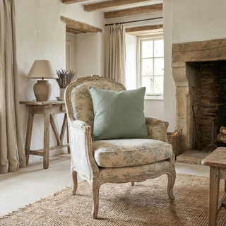 20" Green Linen Woven Pillow