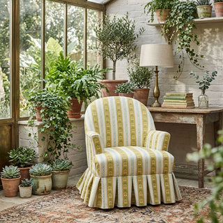 Upholstered Box Pleat Skirted Chair