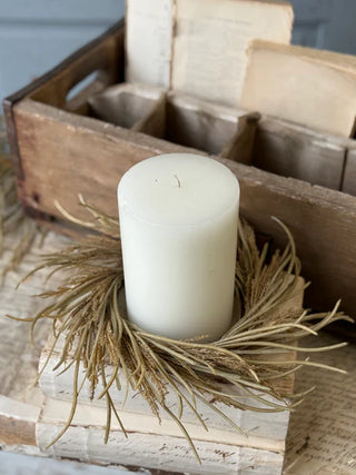 11" Wheaten Waves Candle Ring Wreath