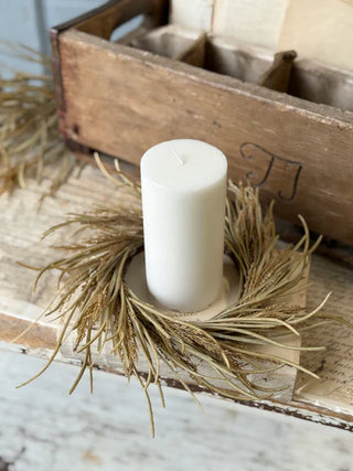 11" Wheaten Waves Candle Ring Wreath