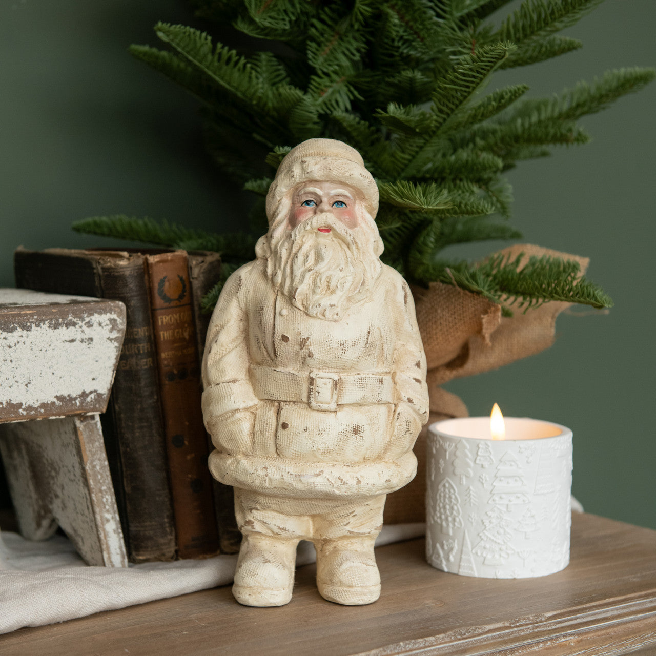 Vintage Style White Santa