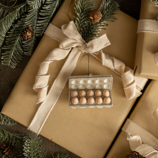 Farmstand Egg Carton Glass Ornament