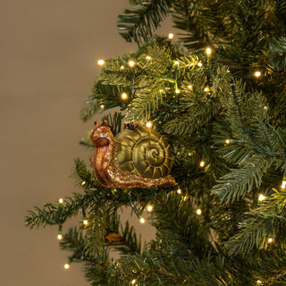 Glittered Snail Glass Ornament