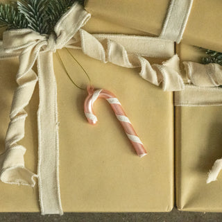 Pink Candy Cane Glass Ornament