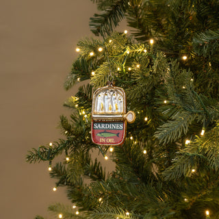 Half Open Can Of Sardines Glass Ornament